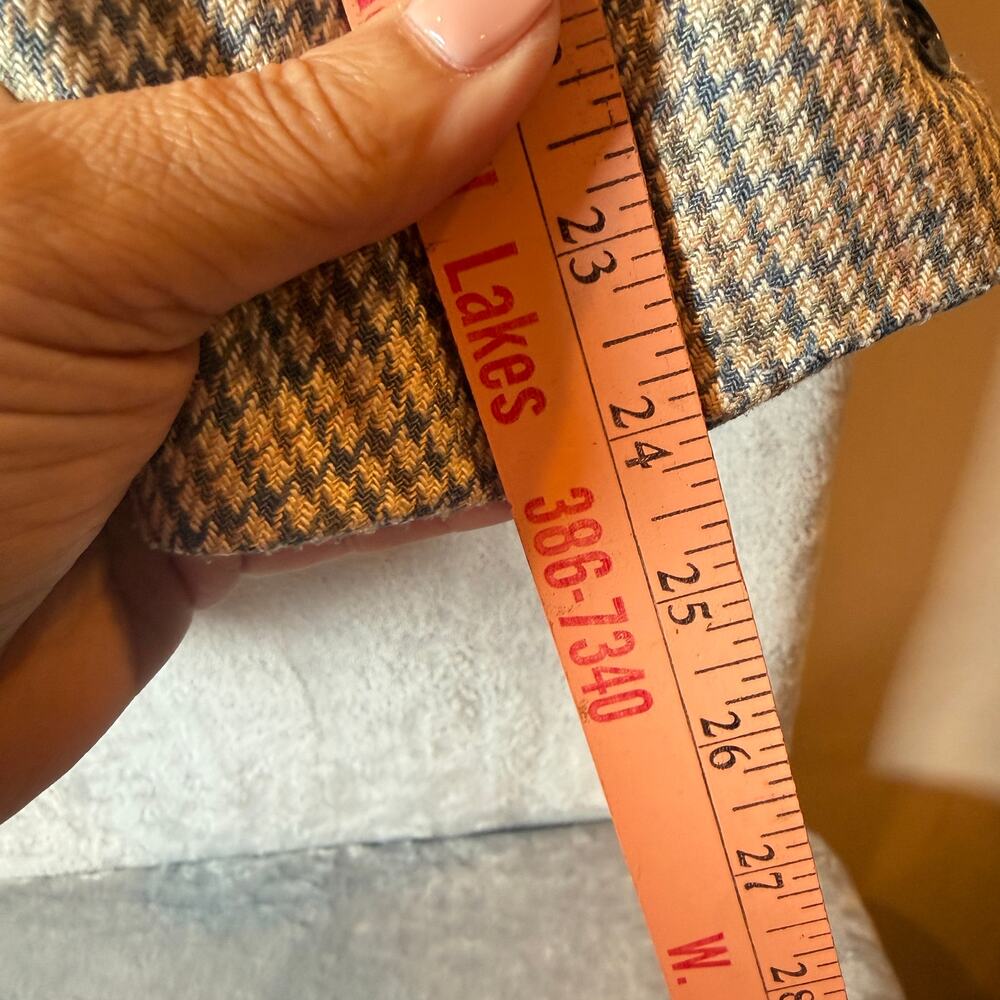 Vintage Oscar De La Renta Houndstooth Tweed Blazer Mens 40R Wool Sport Coat - Picture 6 of 7